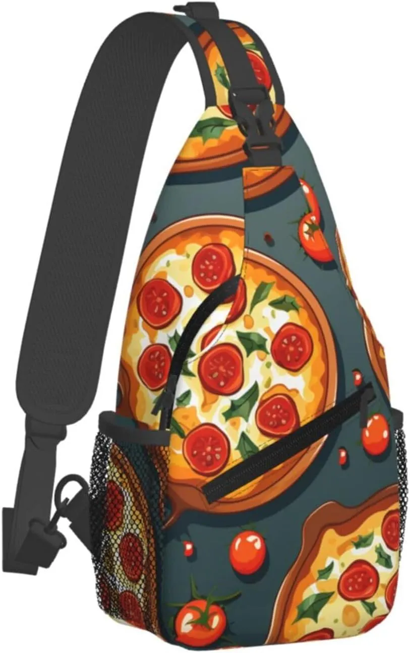 Sling Bag for Women Men Crossbody Bag Sling Backpack Pizza Food Cross Body Bag Adjustable Chest Bag