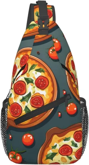 Sling Bag for Women Men Crossbody Bag Sling Backpack Pizza Food Cross Body Bag Adjustable Chest Bag