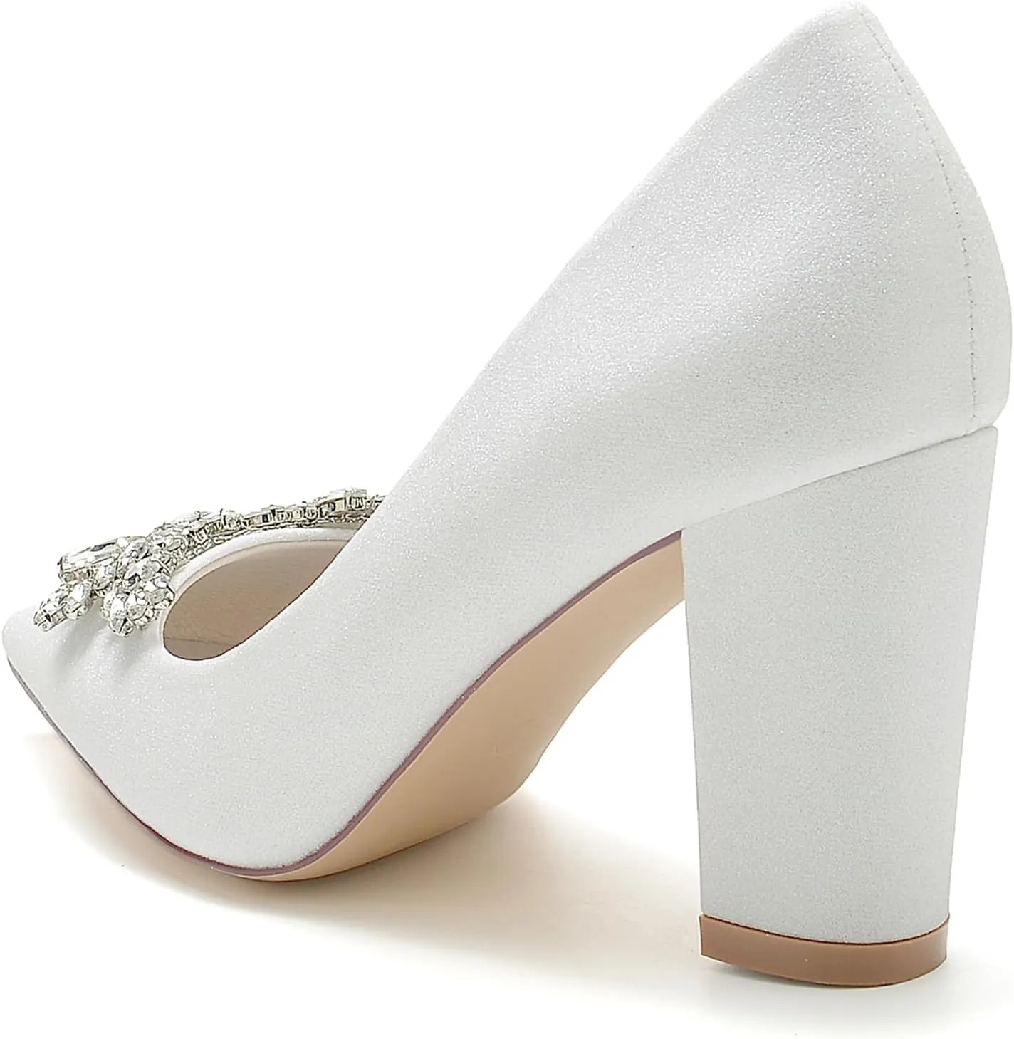 Slip on Womens Wedding Shoes with Rhinestone Bowknot Evening Pumps