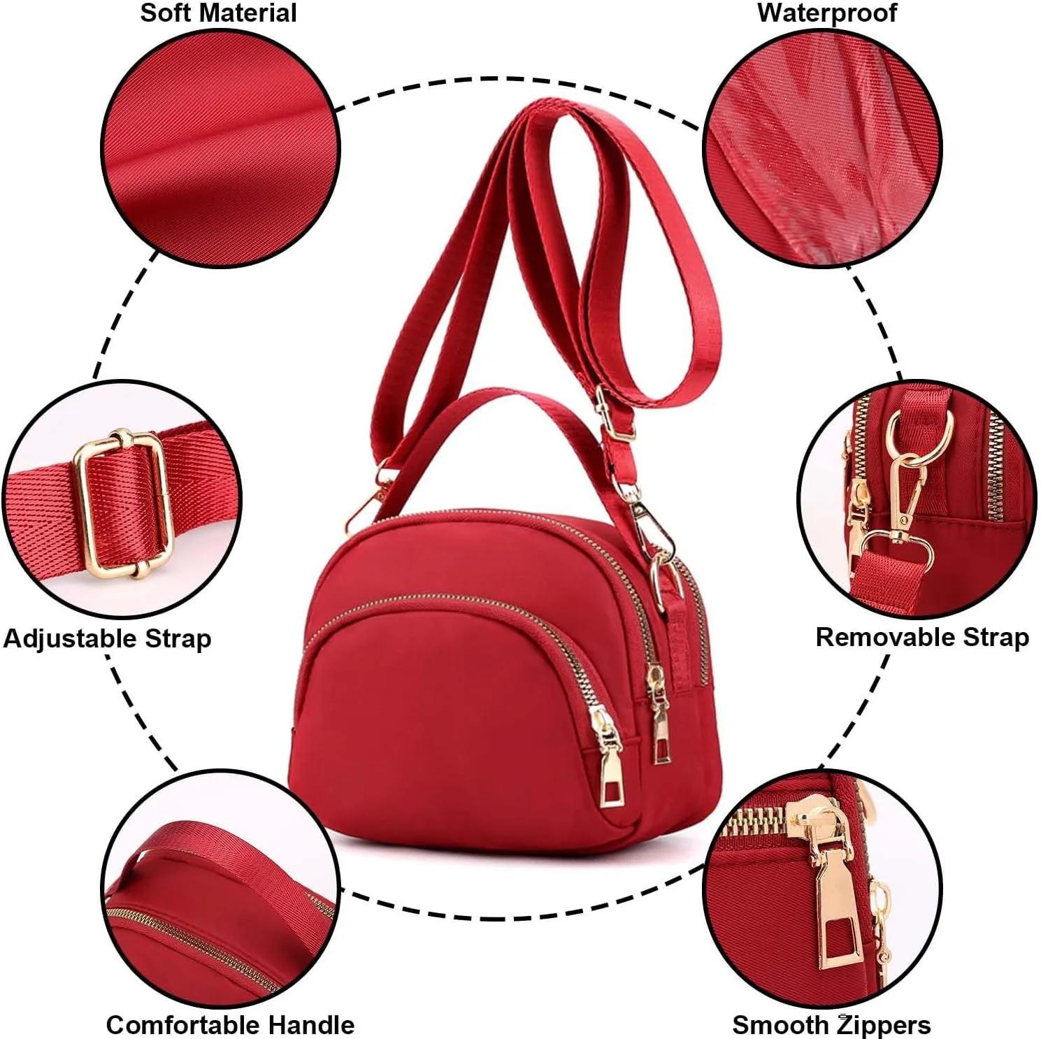 Small Crossbody Purse for Women, Nylon Crossbody Wallet Phone Bag Shoulder Strap Wallet Pouch, Mini Cell Phone Purse