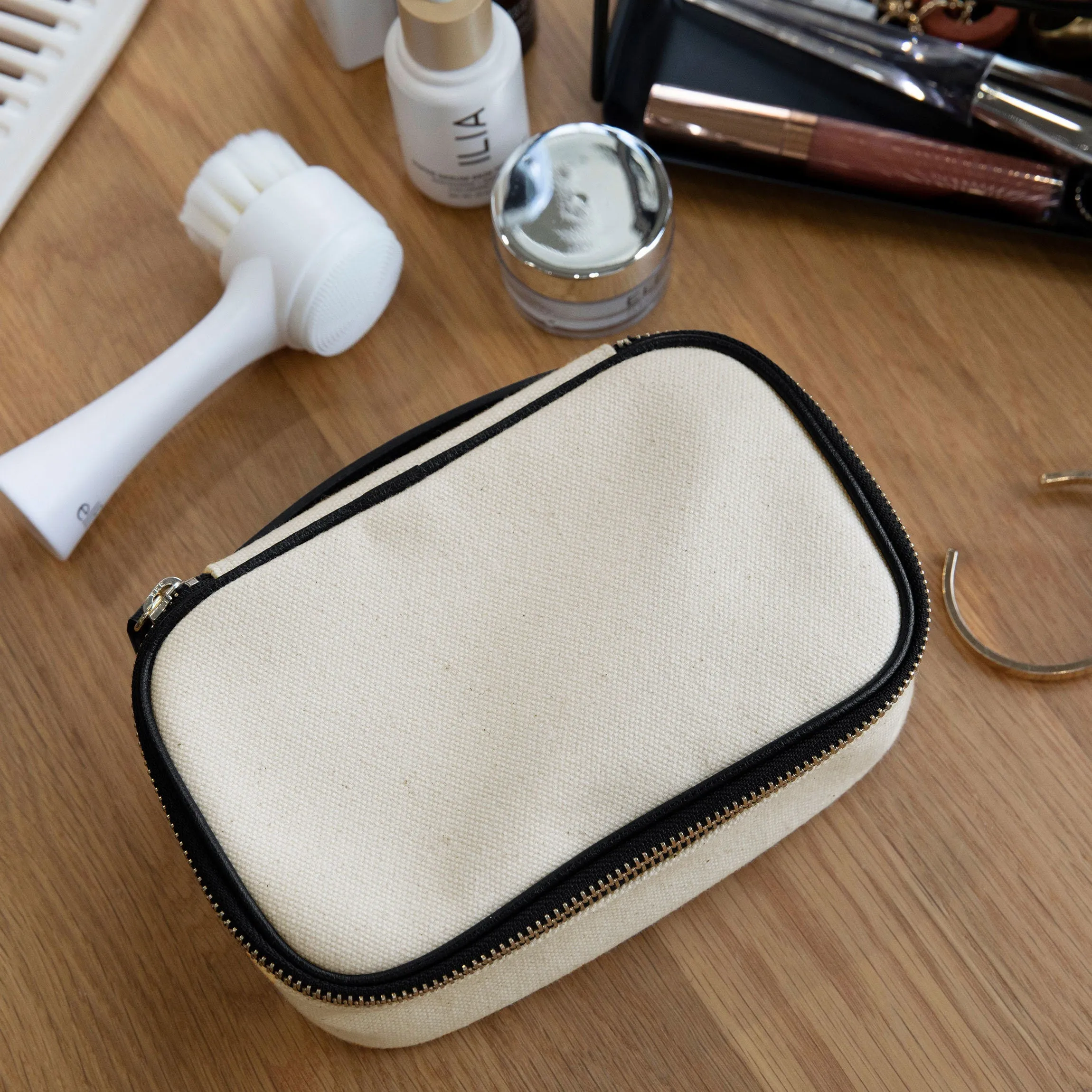 Small Travel Organizer in Canvas Natural Canvas/Black