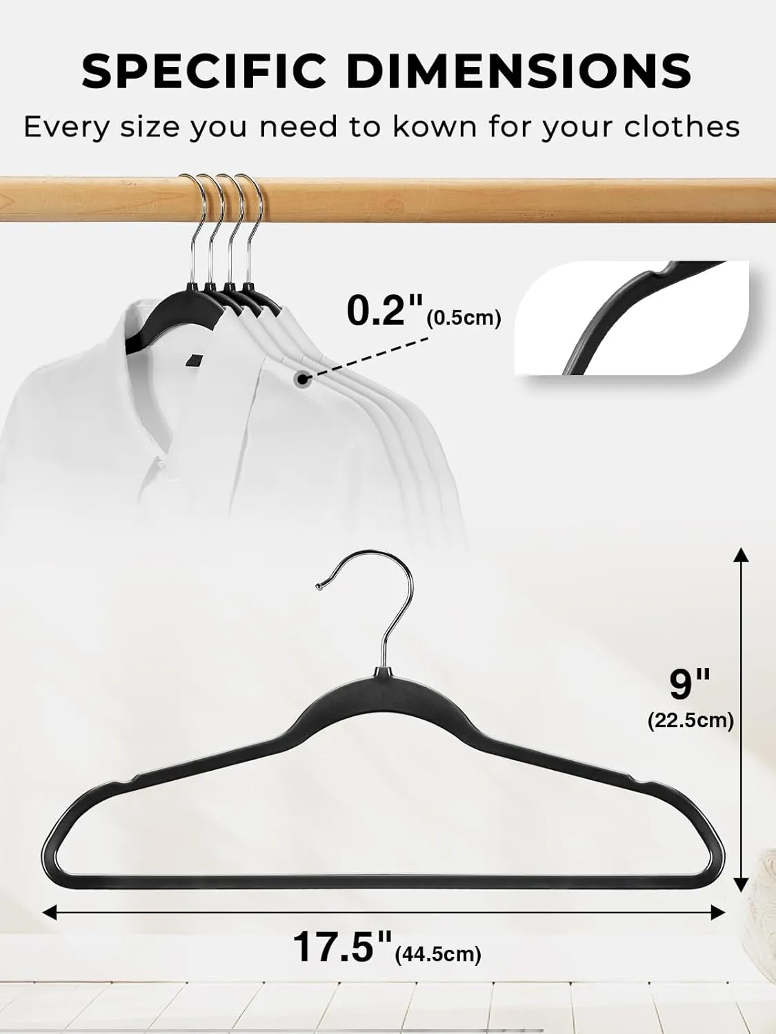 SMARTOR Plastic Hangers 50 Pack, Heavy Duty Plastic Hangers for Clothes - Non-Velvet Slim Hangers with 360° Swivel Hook & Clothes Thin Hangers - Durable Coat Hangers, Space Saving Hangers - Black