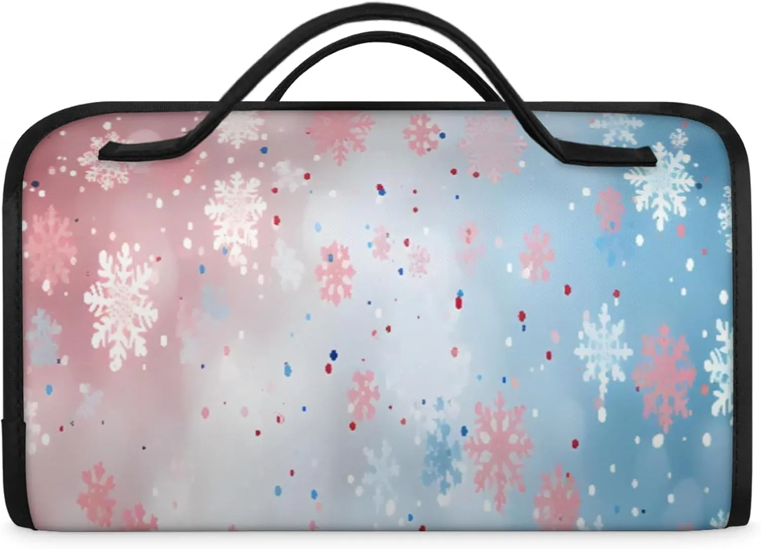 Snowflake Dots Toiletry Bag Water Proof Travel Makeup Case Large Capacity 4 in 1 Foldable Cosmetics Storage for Women Men Removable Zipper Clear PVC Pockets