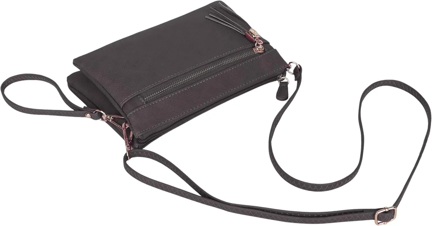 Solene Women's Lightweight Multi Compartment Wristlet Clutch Wallet Crossbody Bag