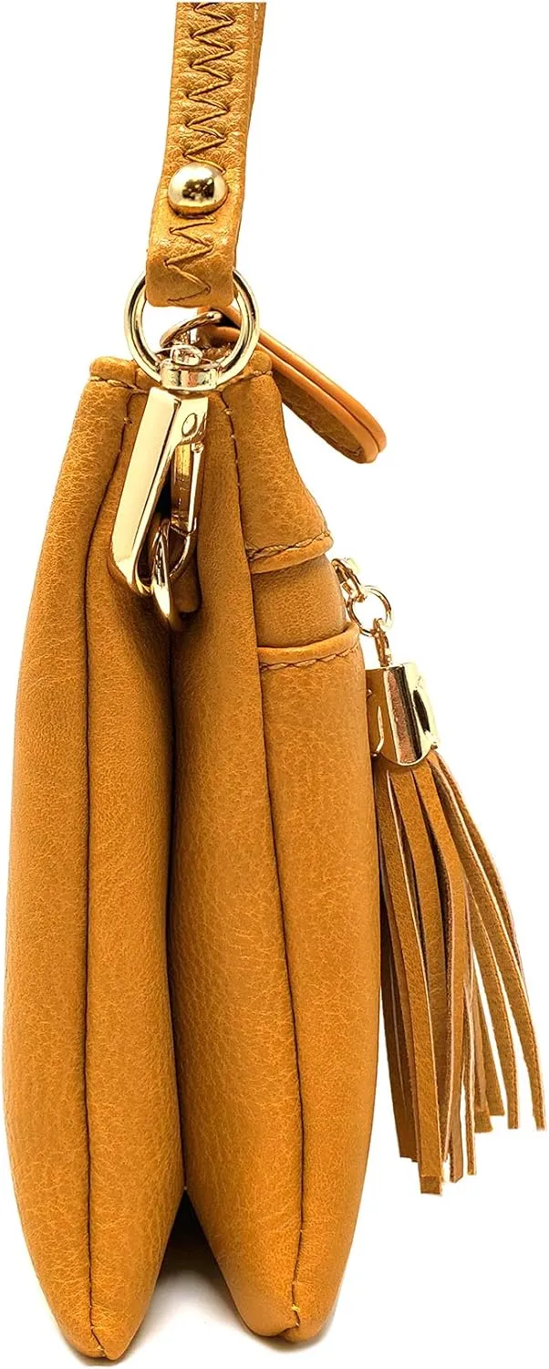 Solene Women's Lightweight Multi Compartment Wristlet Clutch Wallet Crossbody Bag