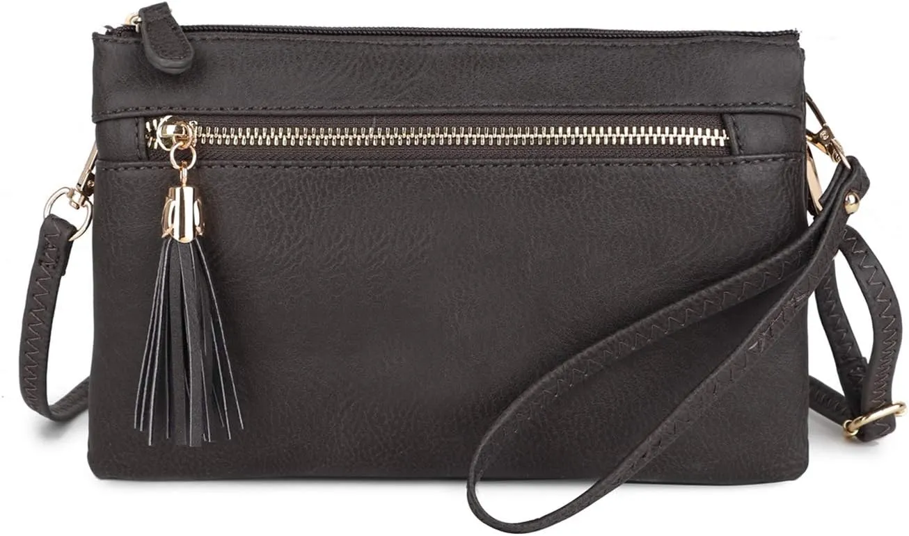 Solene Women's Lightweight Multi Compartment Wristlet Clutch Wallet Crossbody Bag