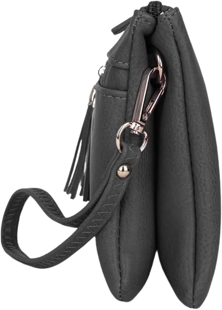 Solene Women's Lightweight Multi Compartment Wristlet Clutch Wallet Crossbody Bag