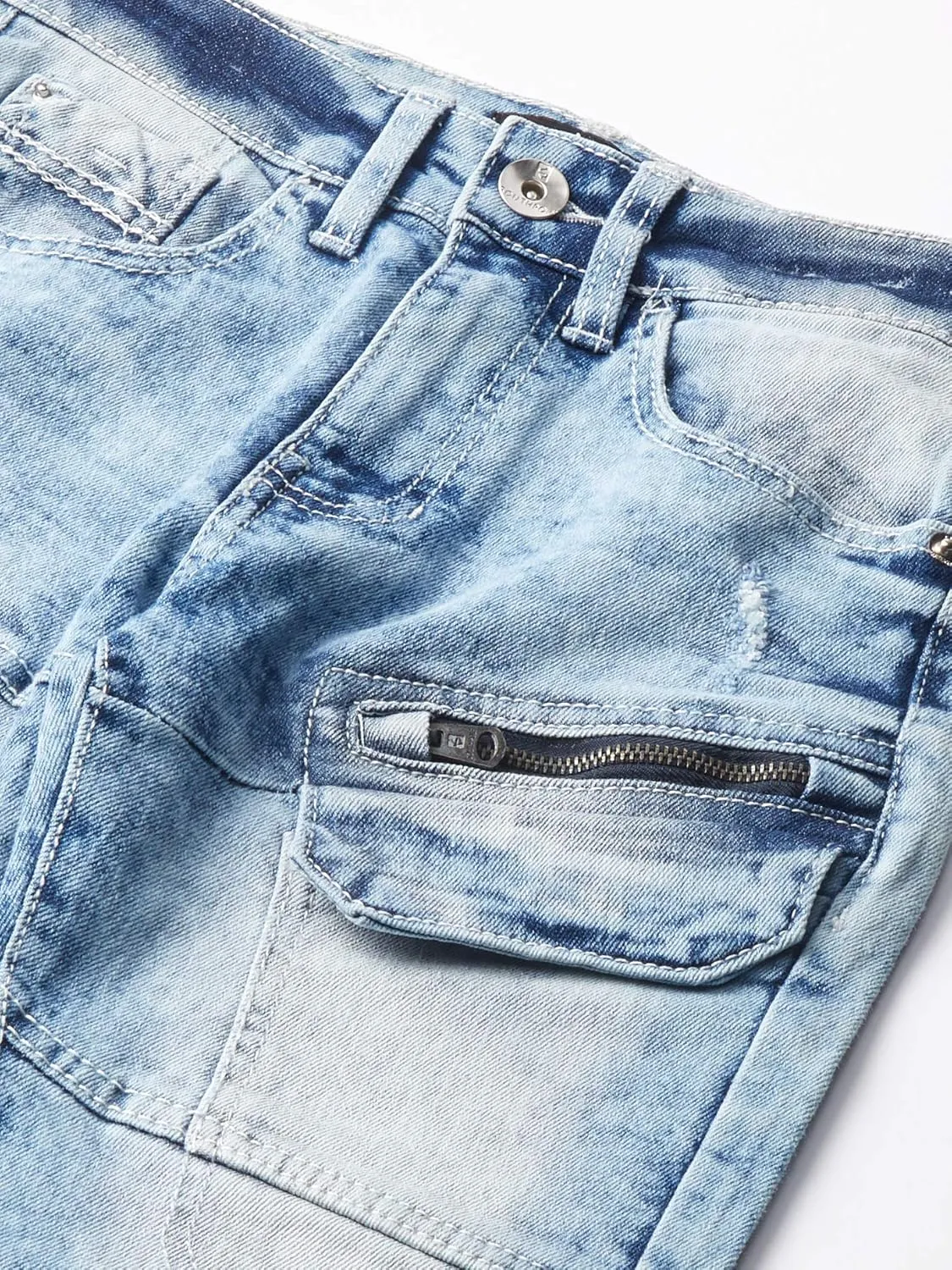 Southpole Boys' Silm Fit Stretchable Biker Denim Pants