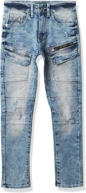 Southpole Boys' Silm Fit Stretchable Biker Denim Pants