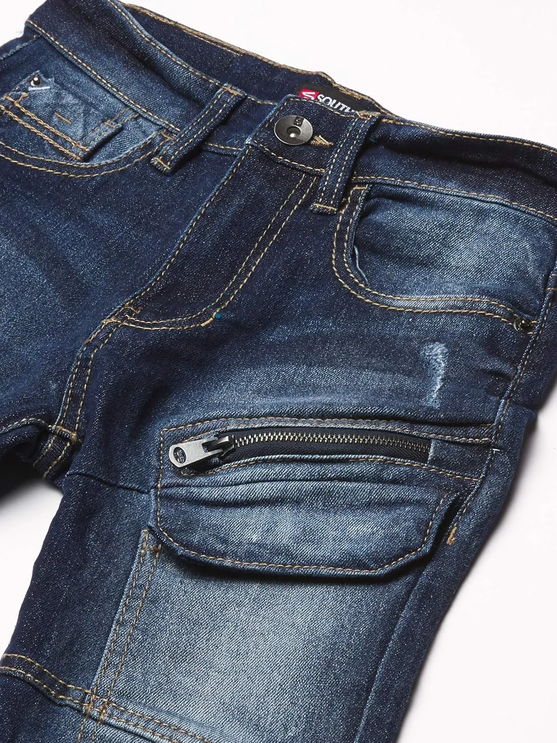 Southpole Boys' Silm Fit Stretchable Biker Denim Pants