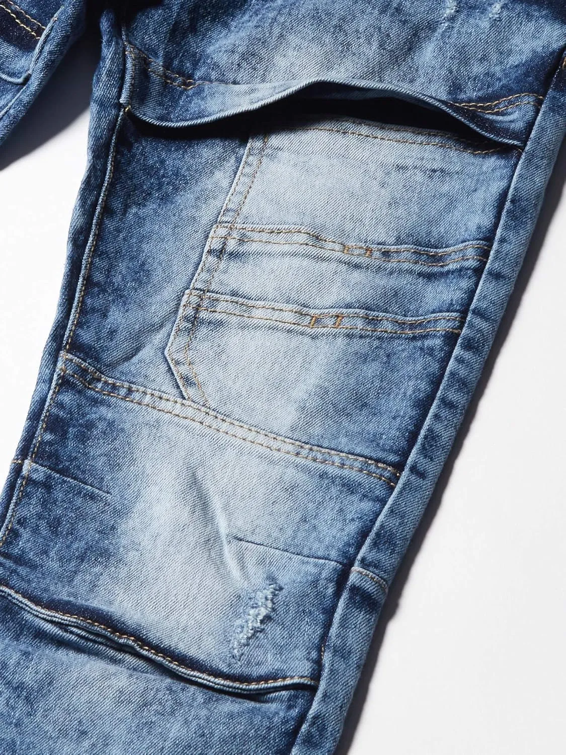 Southpole Boys' Silm Fit Stretchable Biker Denim Pants