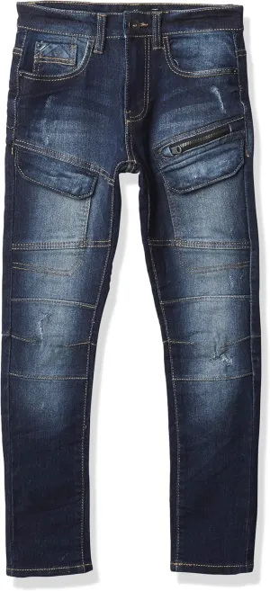 Southpole Boys' Silm Fit Stretchable Biker Denim Pants