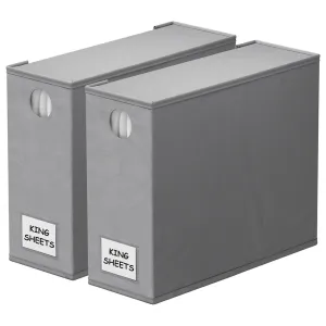 SpaceAid 2 Pack Foldable Sheet Organizer for Linen Closet, Gray