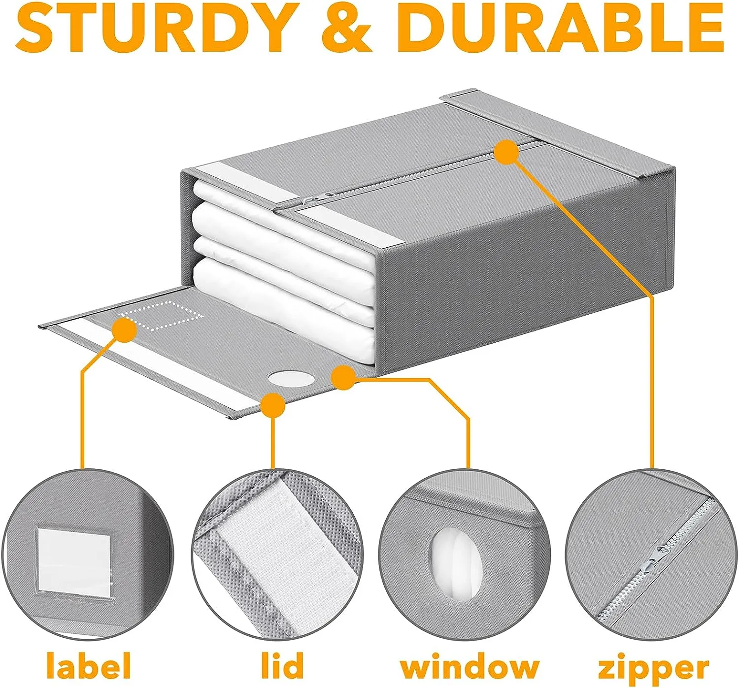 SpaceAid 2 Pack Foldable Sheet Organizer for Linen Closet, Gray