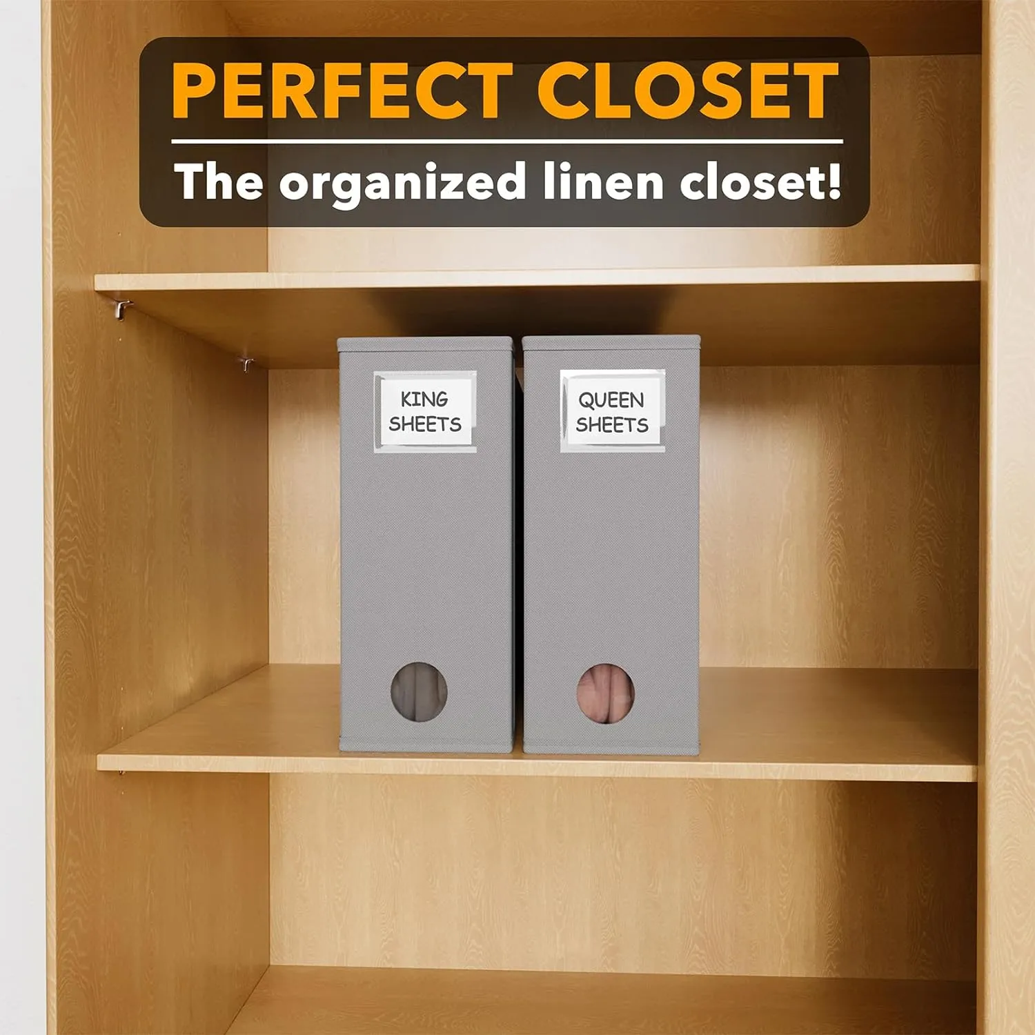 SpaceAid 2 Pack Foldable Sheet Organizer for Linen Closet, Gray