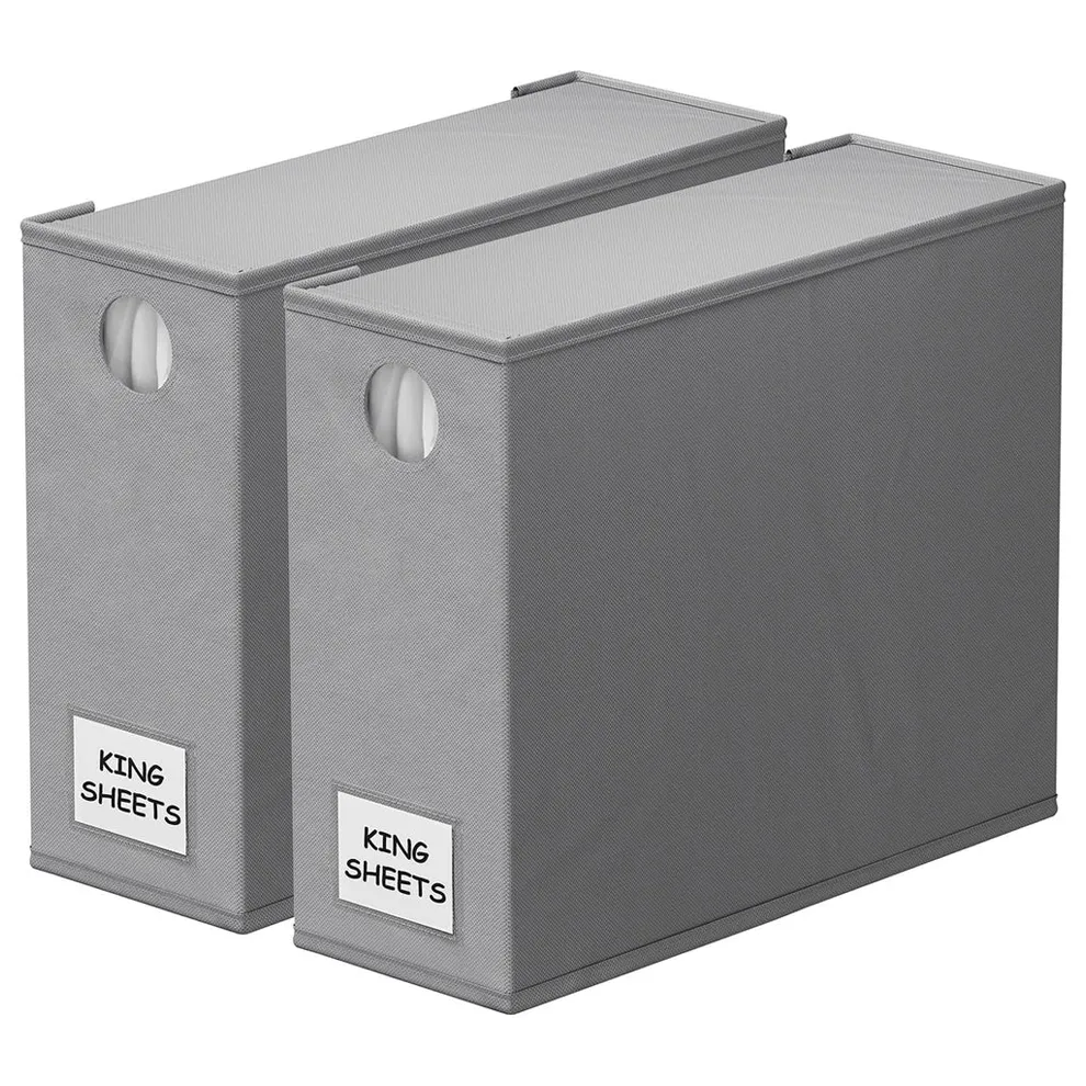 SpaceAid 2 Pack Foldable Sheet Organizer for Linen Closet, Gray