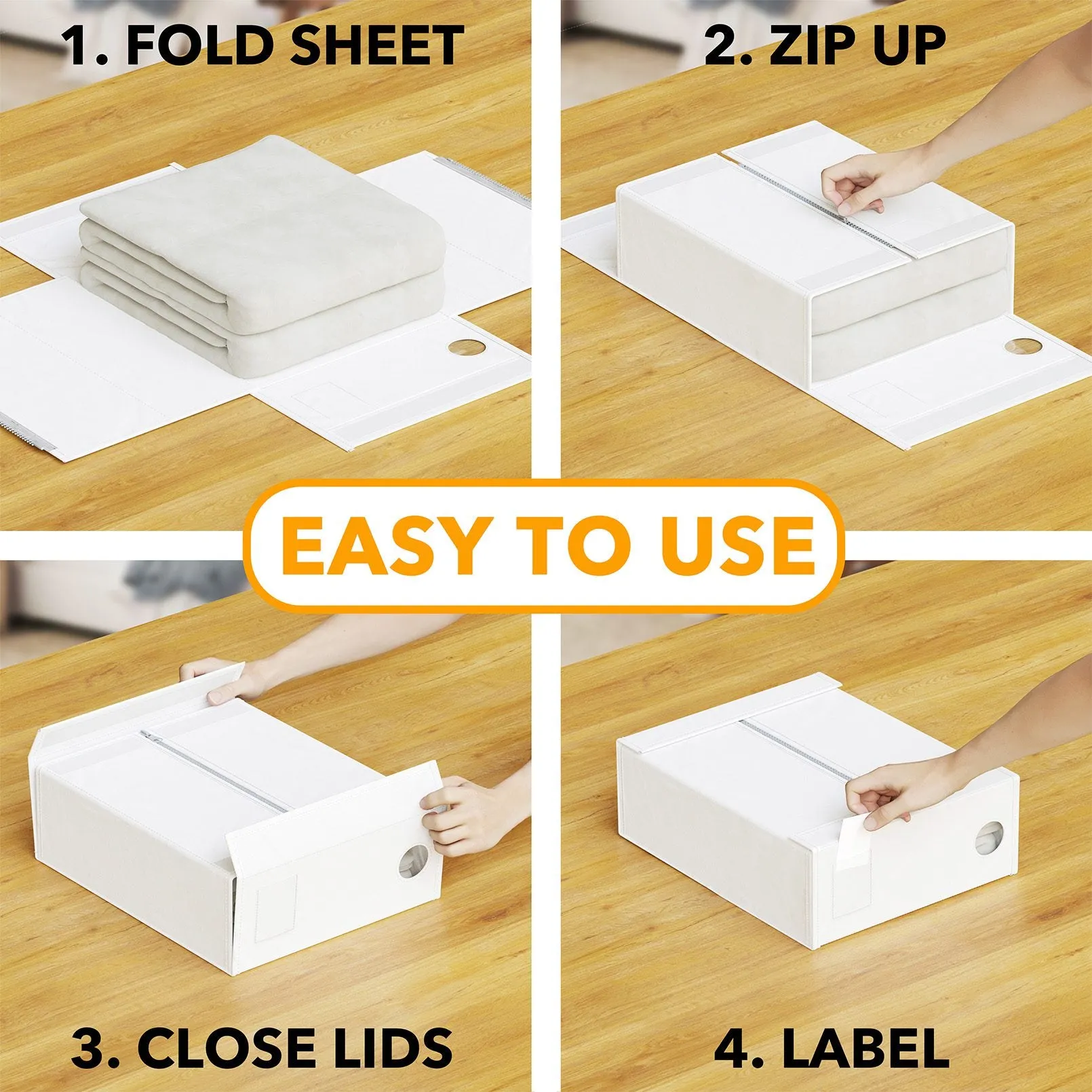 SpaceAid 6 Pack Bed Sheet Storage Organizer Set, White