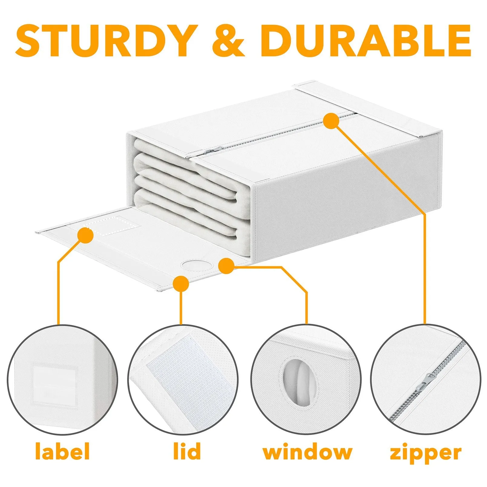 SpaceAid 6 Pack Bed Sheet Storage Organizer Set, White