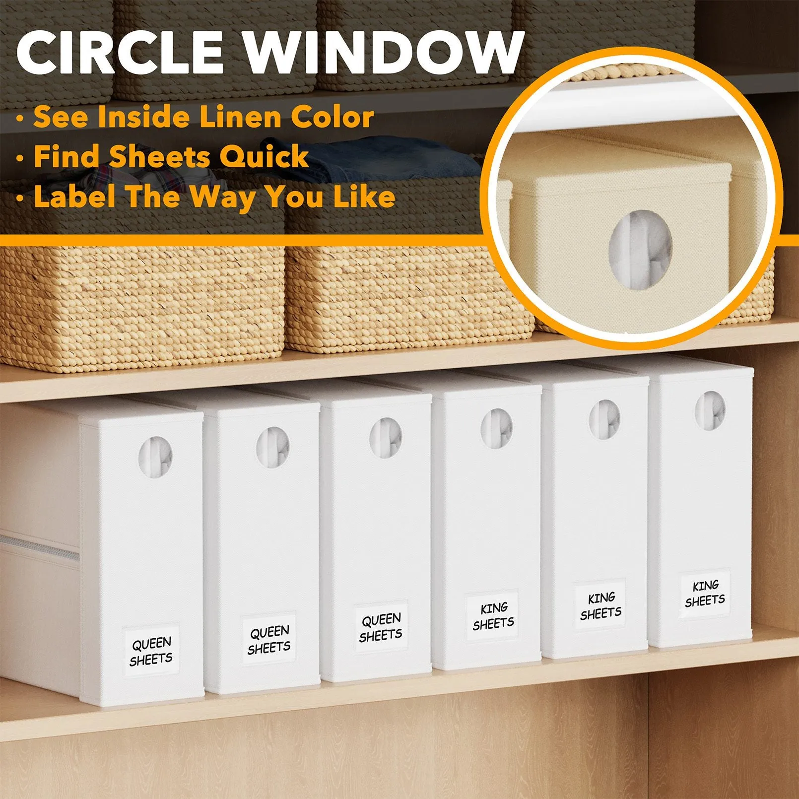 SpaceAid 6 Pack Bed Sheet Storage Organizer Set, White