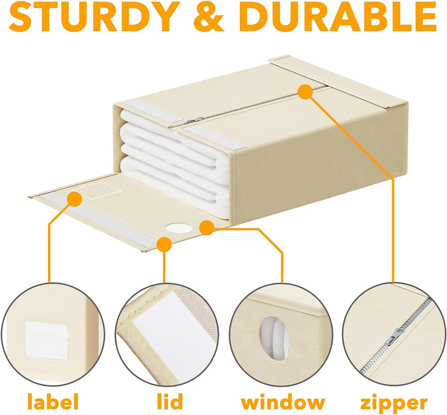 SpaceAid 8 Pack Bed Sheet Organizers and Storage, Foldable Sheet Organizer for Linen Closet, Sheets Set Folder Keeper with Window XL (Queen & King Size) Bedding Container (Beige, 8 Pack)