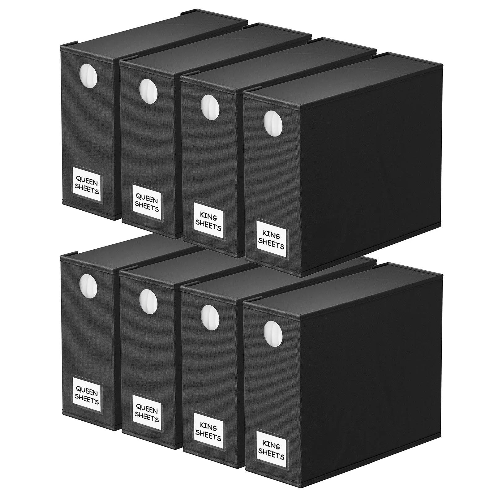 SpaceAid 8 Pack Bed Sheet Storage Organizers for Queen & King Size, Black