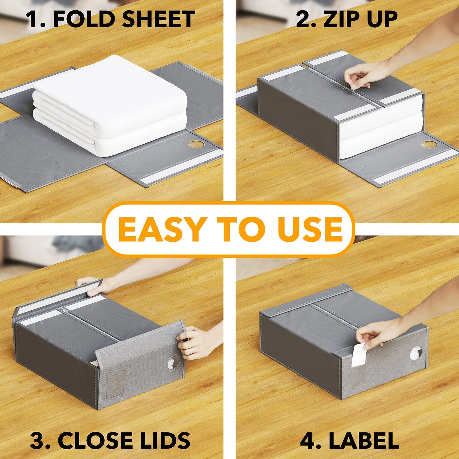 SpaceAid 8 Pack Foldable Sheet Set Organizer for Linen Closet, Gray