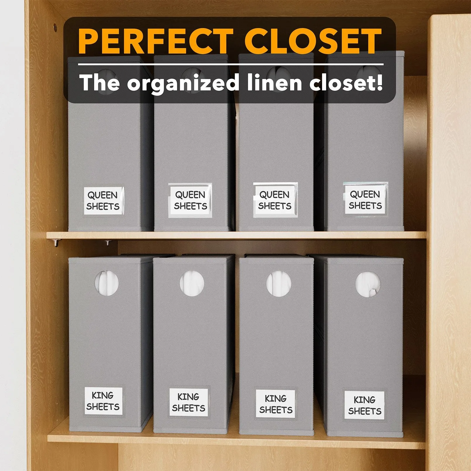 SpaceAid 8 Pack Foldable Sheet Set Organizer for Linen Closet, Gray