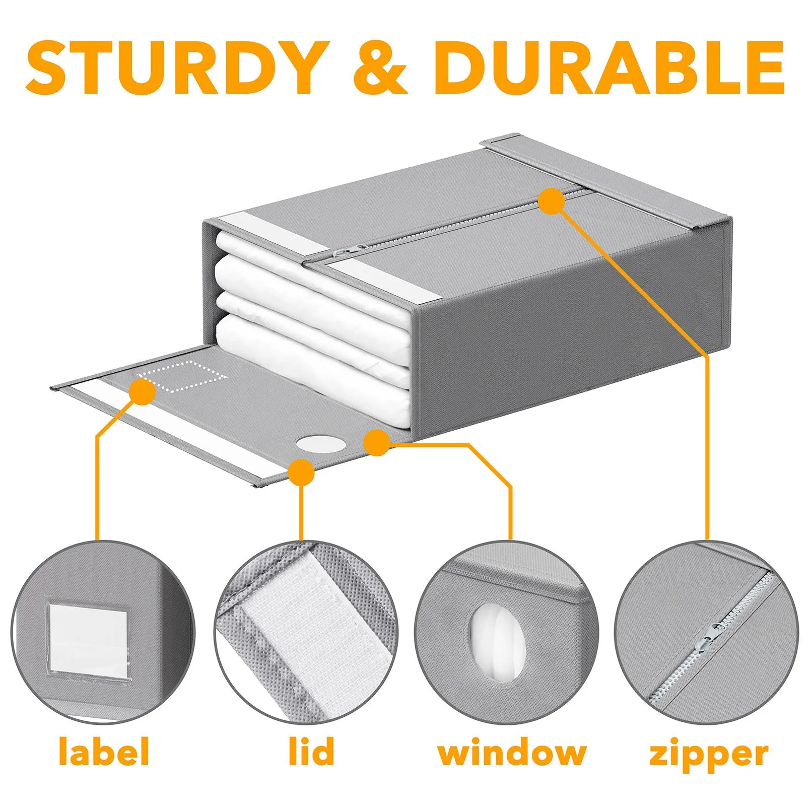 SpaceAid 8 Pack Foldable Sheet Set Organizer for Linen Closet, Gray