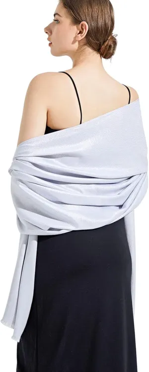 Sparkling Metallic Pashmina Shawl Wraps Scarf for Evening Party Bridal Wedding Formal Dresses