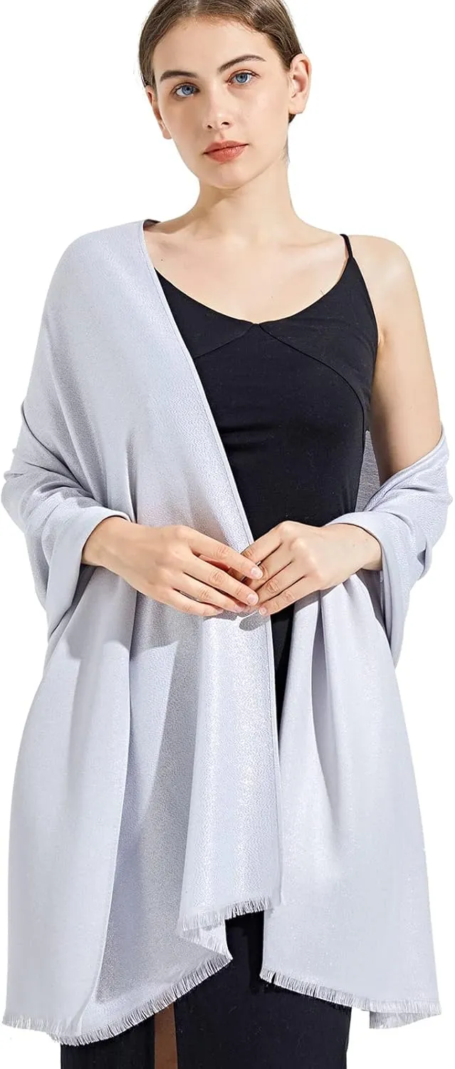 Sparkling Metallic Pashmina Shawl Wraps Scarf for Evening Party Bridal Wedding Formal Dresses