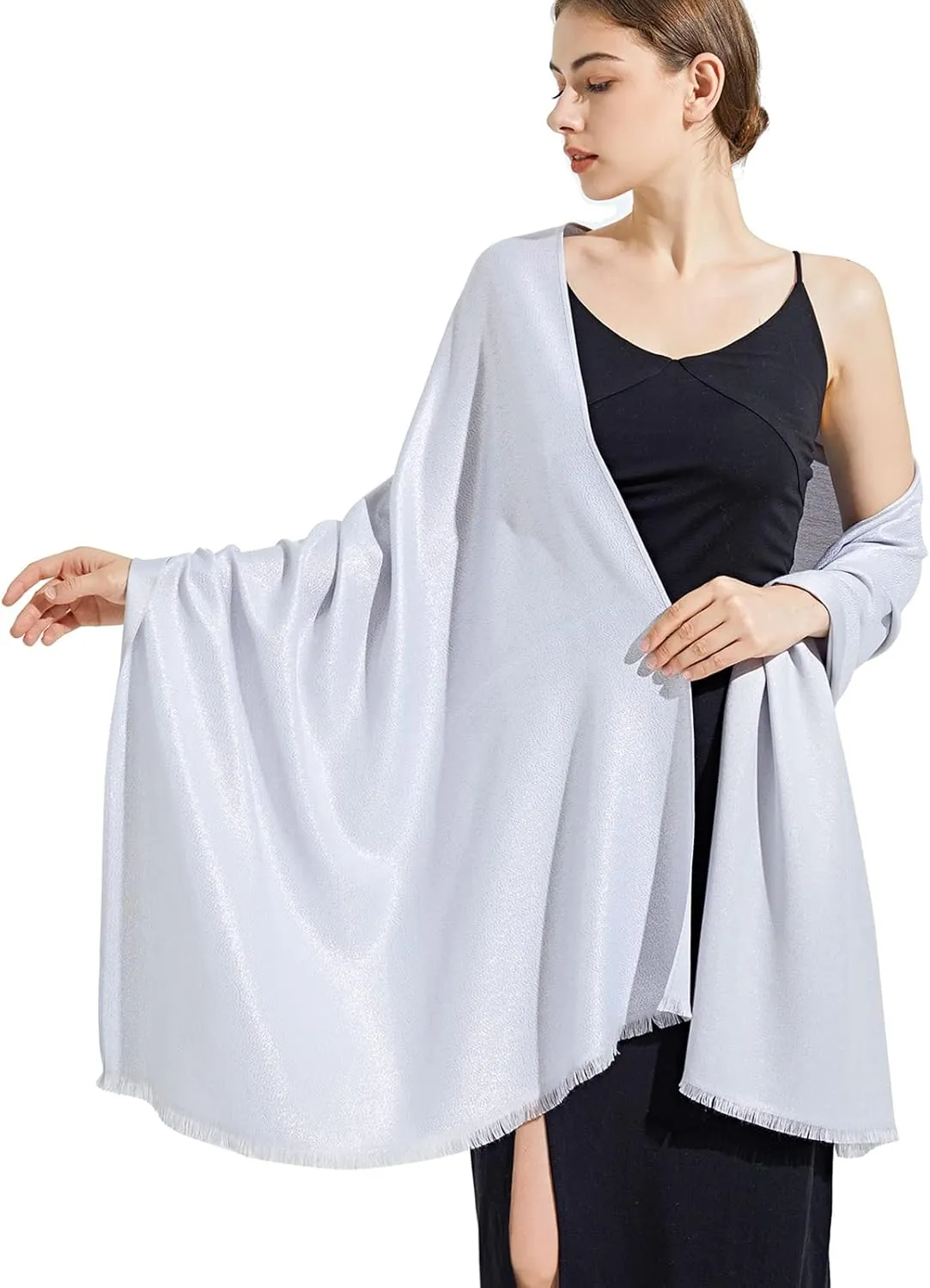 Sparkling Metallic Pashmina Shawl Wraps Scarf for Evening Party Bridal Wedding Formal Dresses