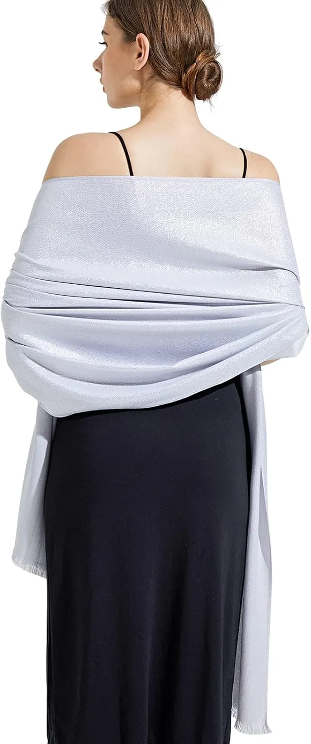 Sparkling Metallic Pashmina Shawl Wraps Scarf for Evening Party Bridal Wedding Formal Dresses