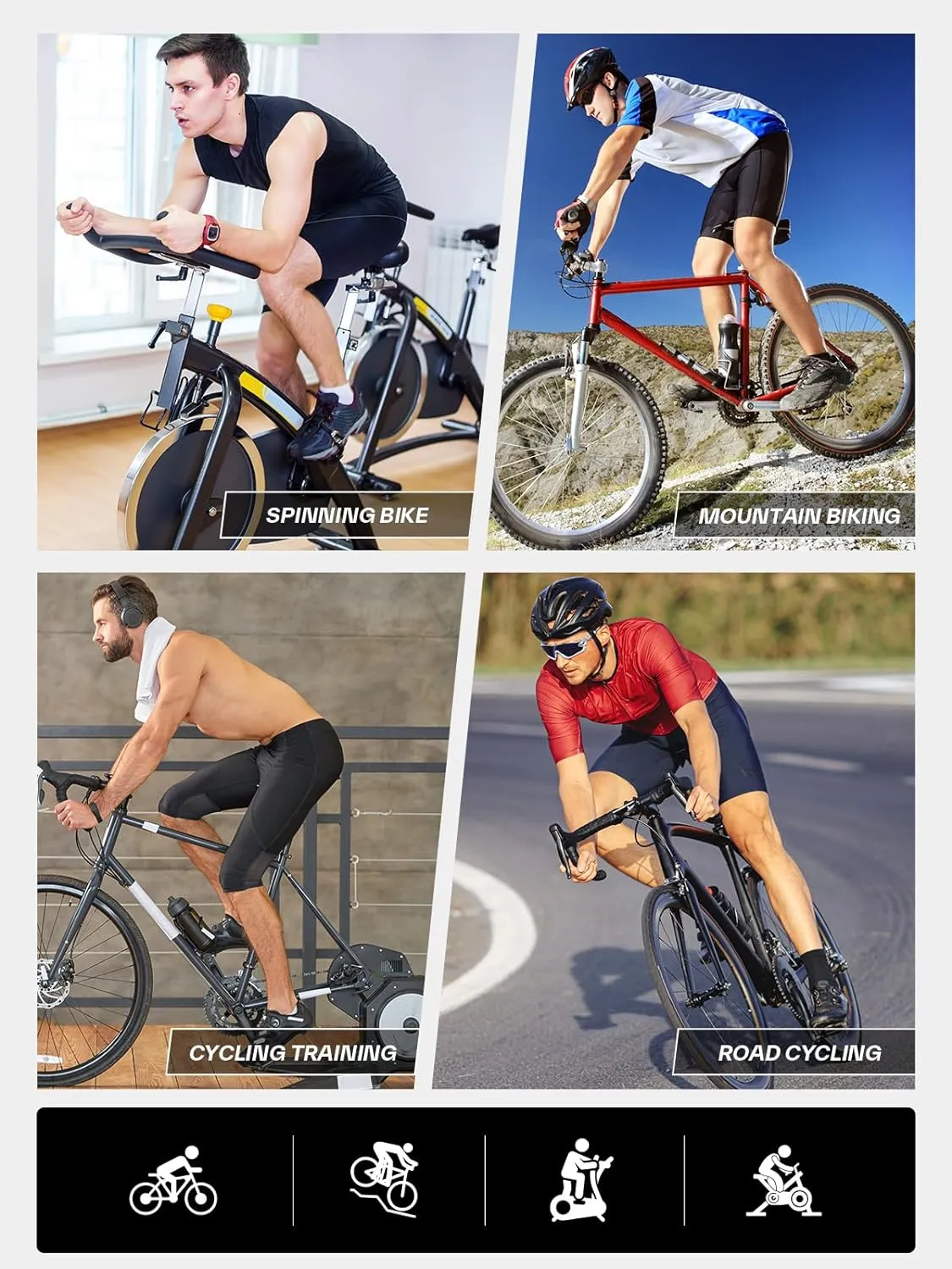 Sportneer Padded Bike Shorts for Men - 4D Padding Mens Bicycle Cycling Biking Clothing Shorts, Breathable and Absorbent