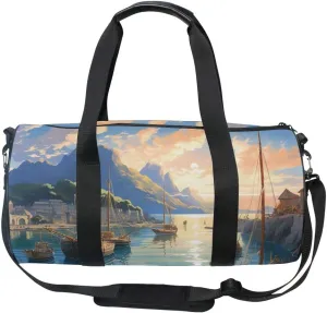 Sports Gym Bag Gym Duffle Bag Sport Bags for Men Women Sailing Sailboat Seaway Durable Handle Luggage Bag