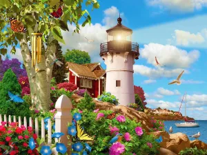 Springbok's Coastal Illumination 500 Piece Jigsaw Puzzle for Adults Features an Idealic Costal Retreat - Made in The USA