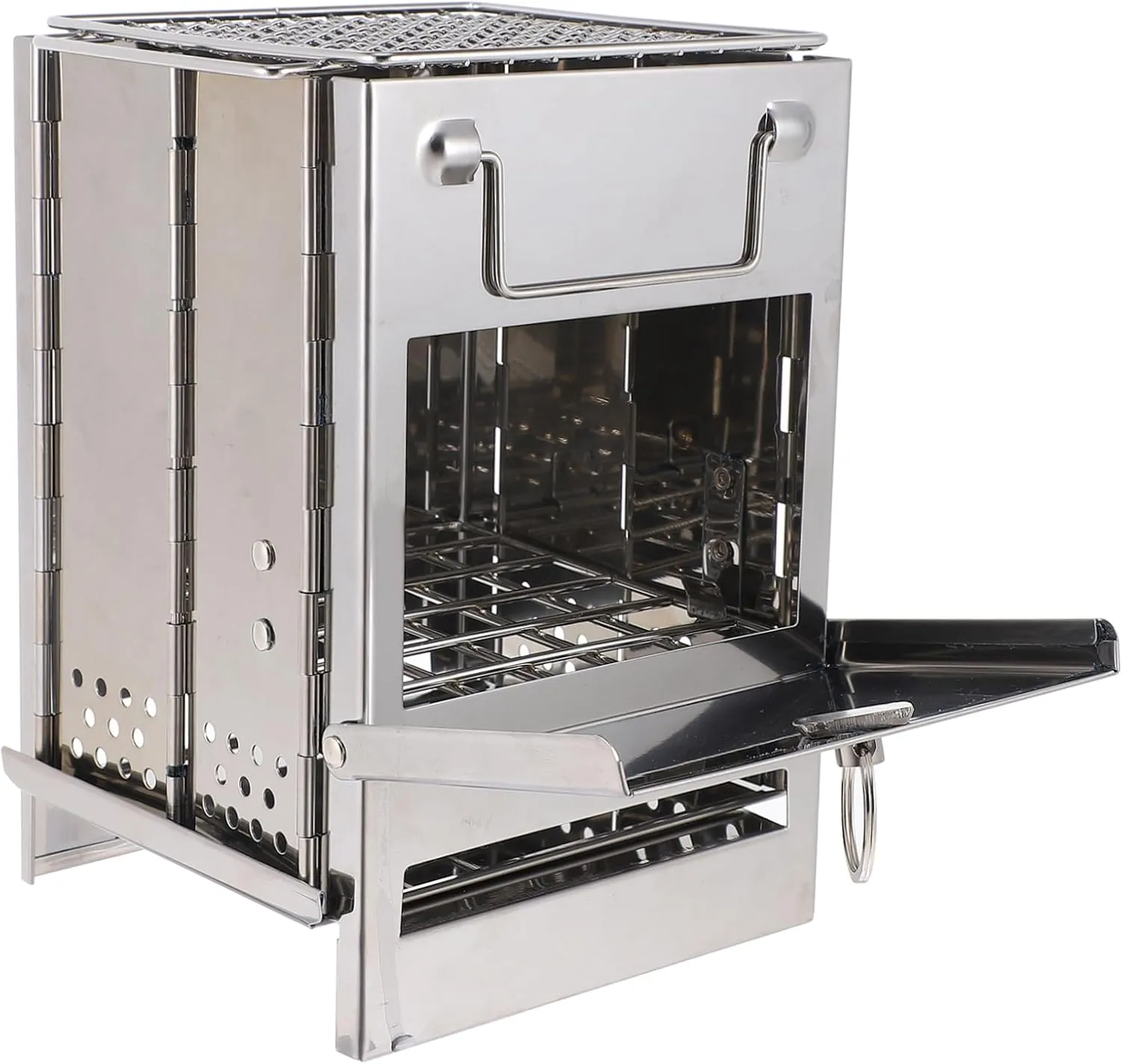 Stainless Steel Camping Stove Mini Backpack Outdoor Wood Burning Foldable