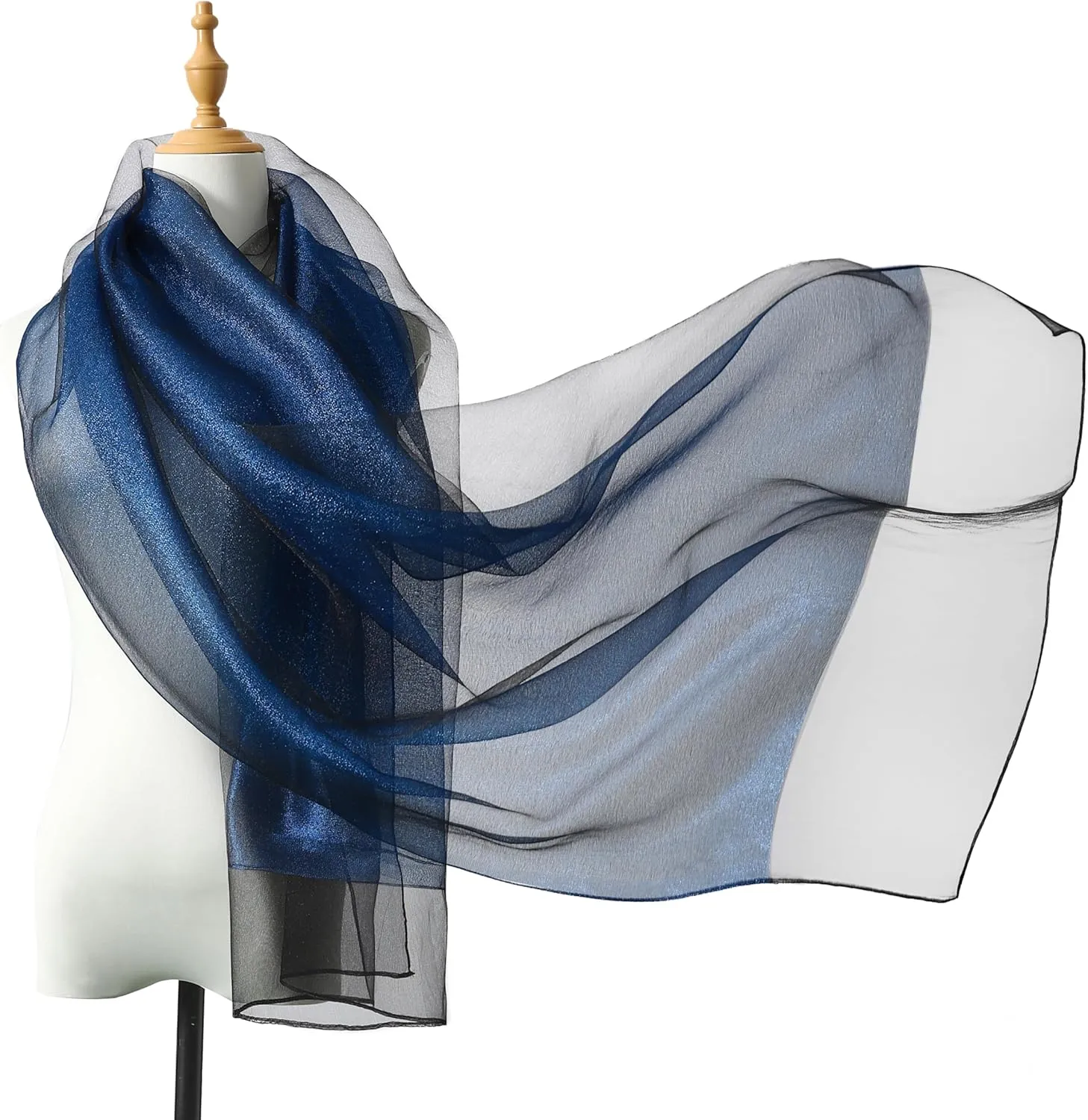 STARWHISPER Women's Sparkle Silk Scarf Shawl Wrap for Evening Dress Wedding Party Double layer