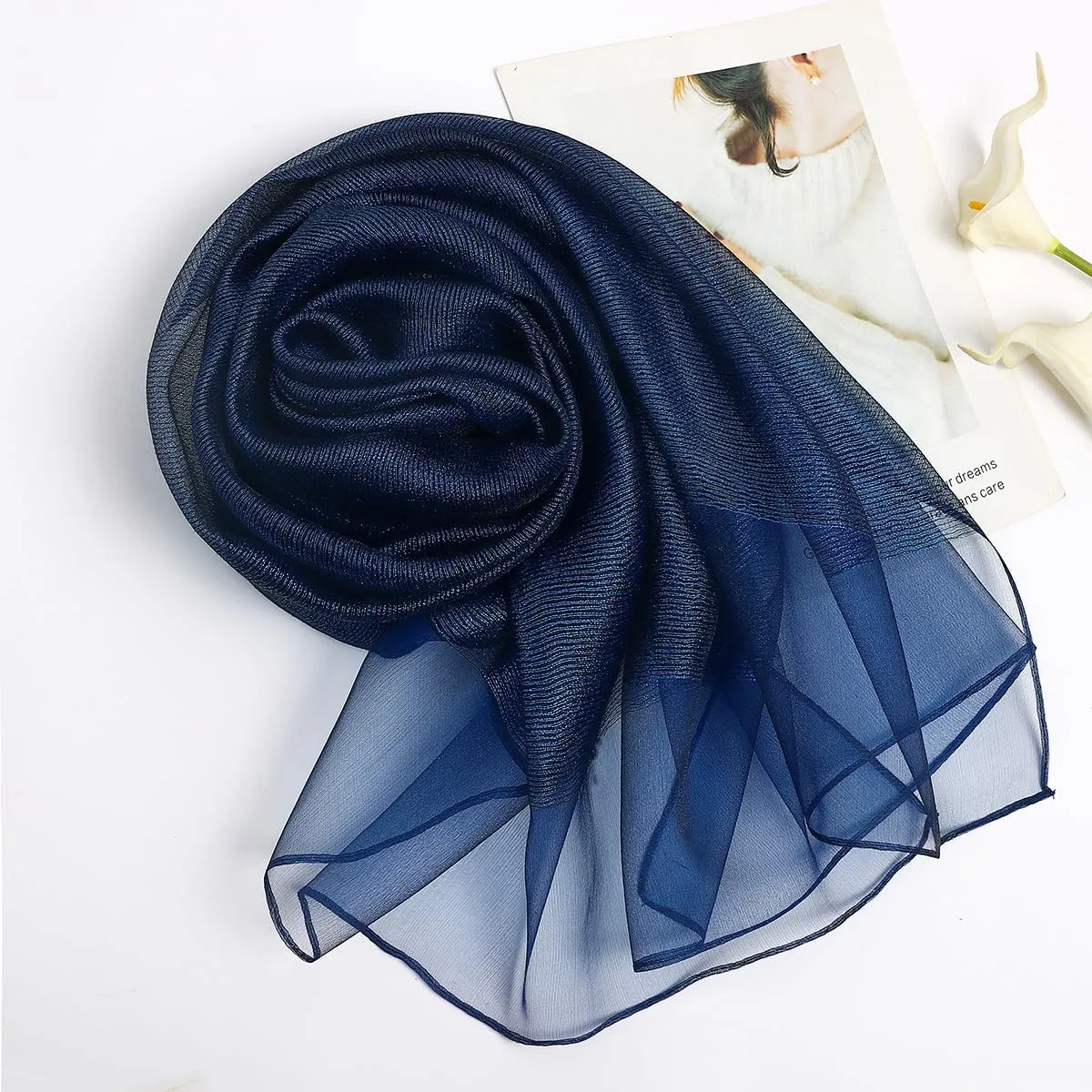 STARWHISPER Women's Sparkle Silk Scarf Shawl Wrap for Evening Dress Wedding Party Double layer