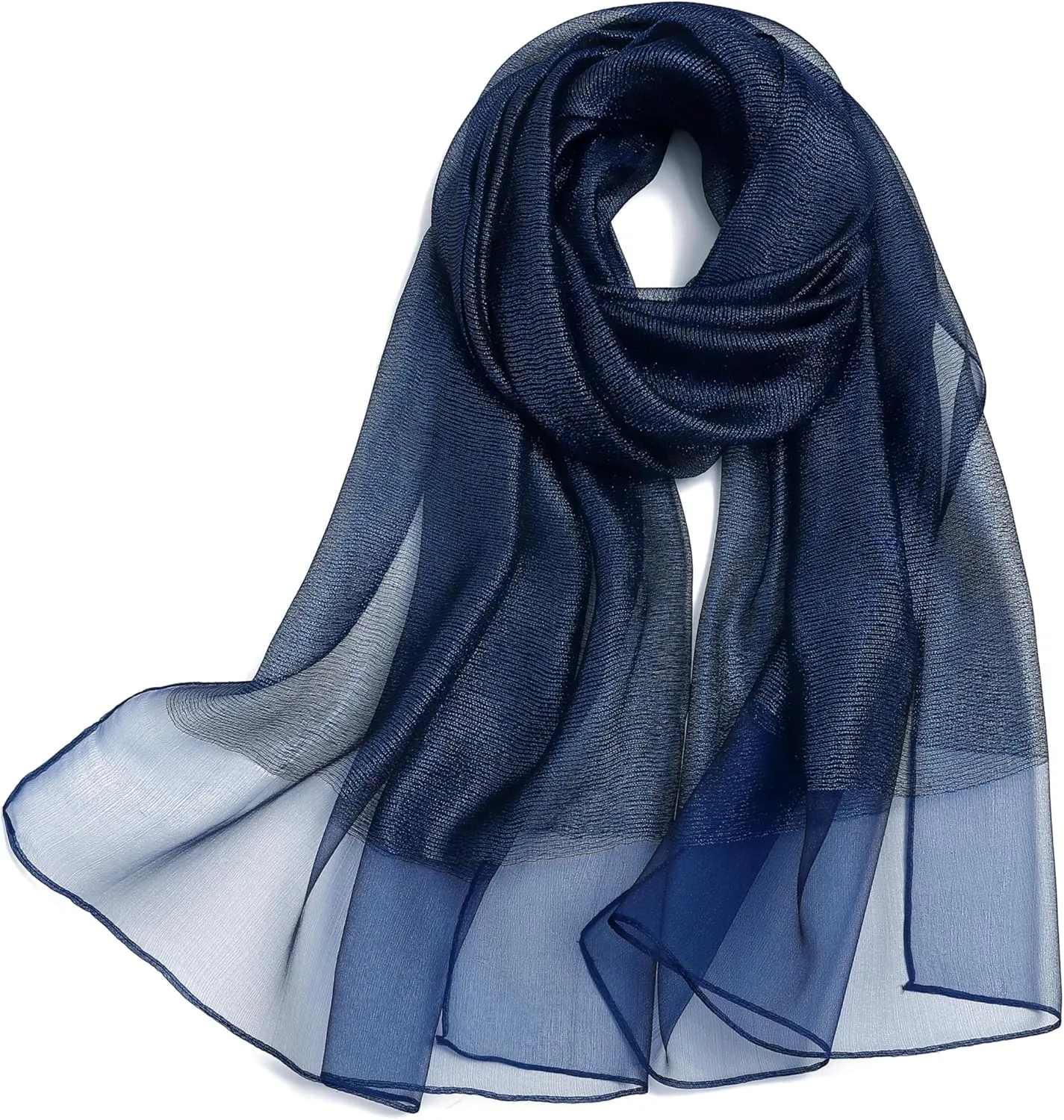 STARWHISPER Women's Sparkle Silk Scarf Shawl Wrap for Evening Dress Wedding Party Double layer
