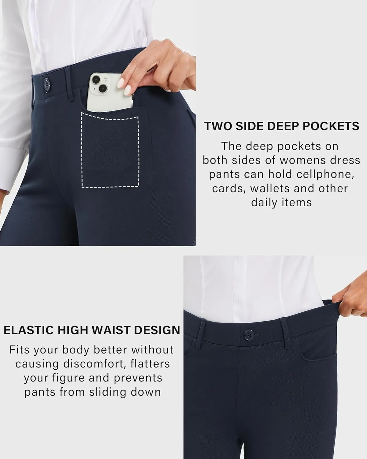 Stelle Women Dress Pants Business Casual Straight Leg 30" Stretch Work Pants Pull On Regular Slacks with 4 Pockets