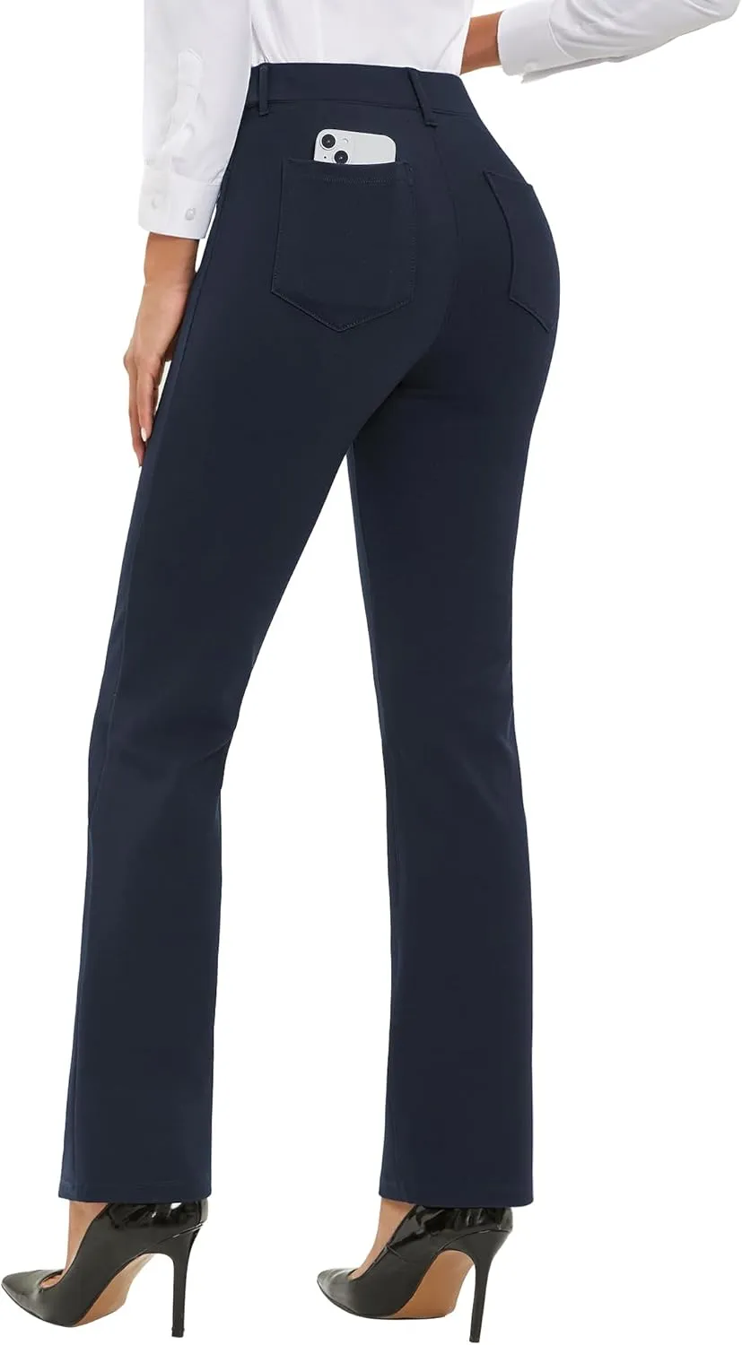 Stelle Women Dress Pants Business Casual Straight Leg 30" Stretch Work Pants Pull On Regular Slacks with 4 Pockets