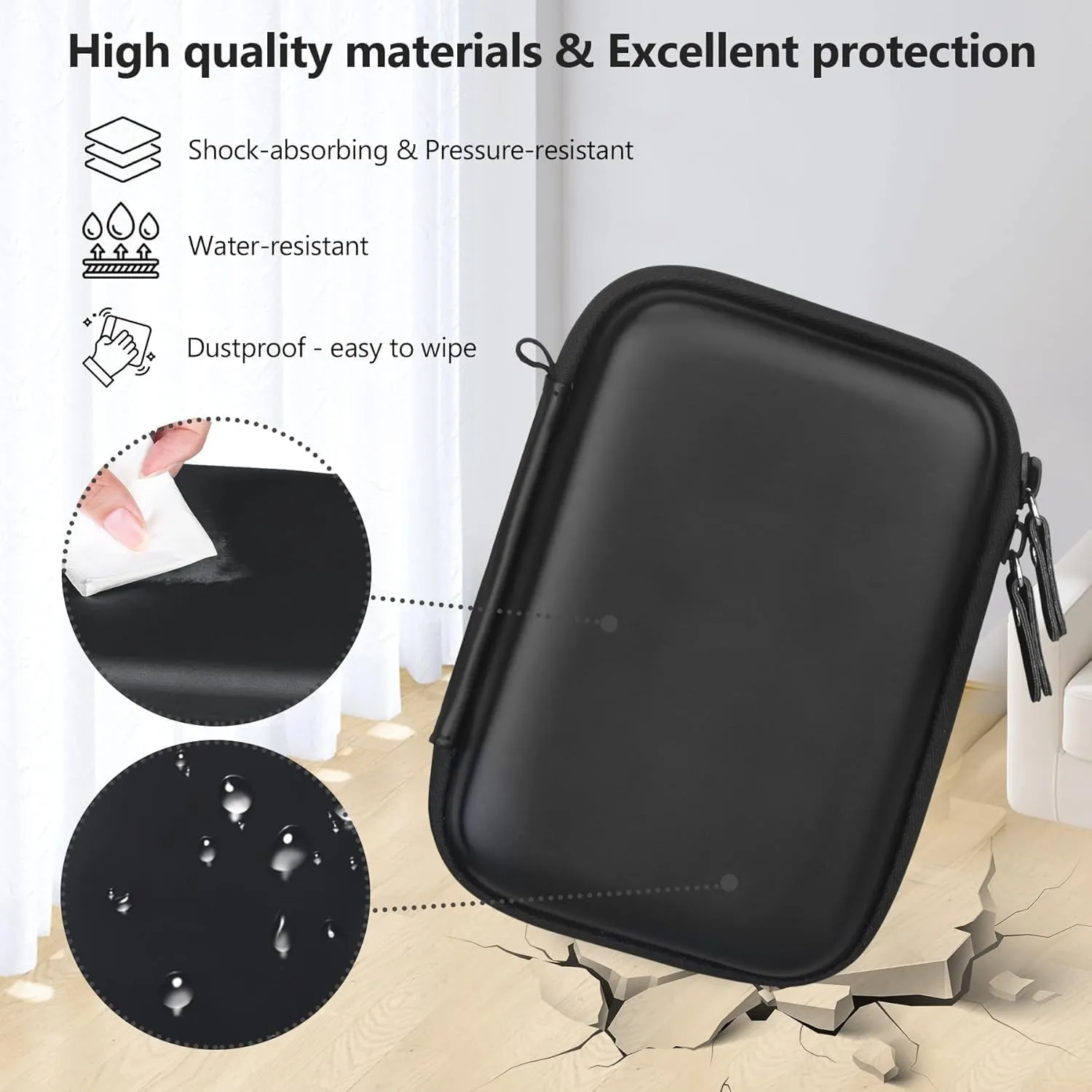 Sticker Printer Case Compatible with Memoking T02/for iDPRT/for Phomemo/for Anycash/for Ponek/for cabaro Mini Sticker Printer, Print Pods Mini Printer Storage Bag for Accessories, Black