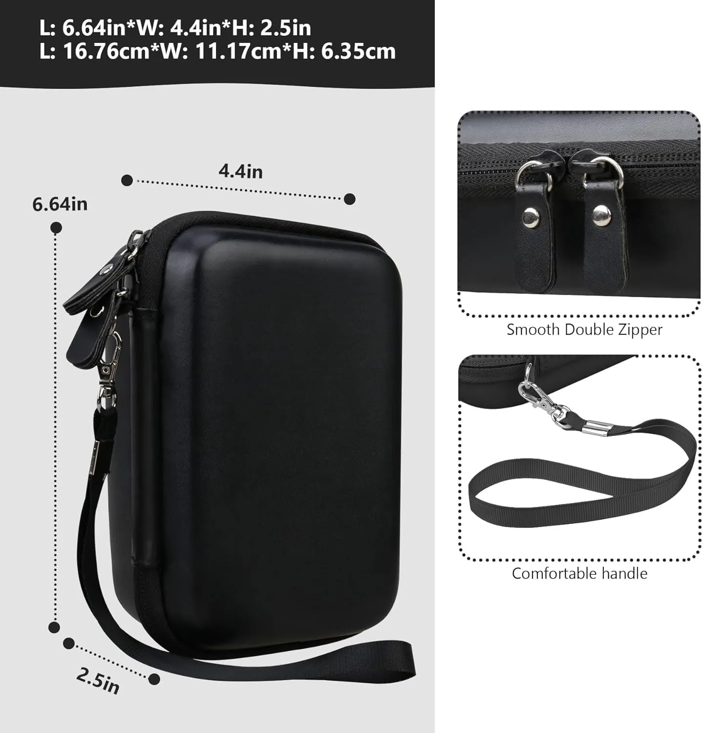 Sticker Printer Case Compatible with Memoking T02/for iDPRT/for Phomemo/for Anycash/for Ponek/for cabaro Mini Sticker Printer, Print Pods Mini Printer Storage Bag for Accessories, Black