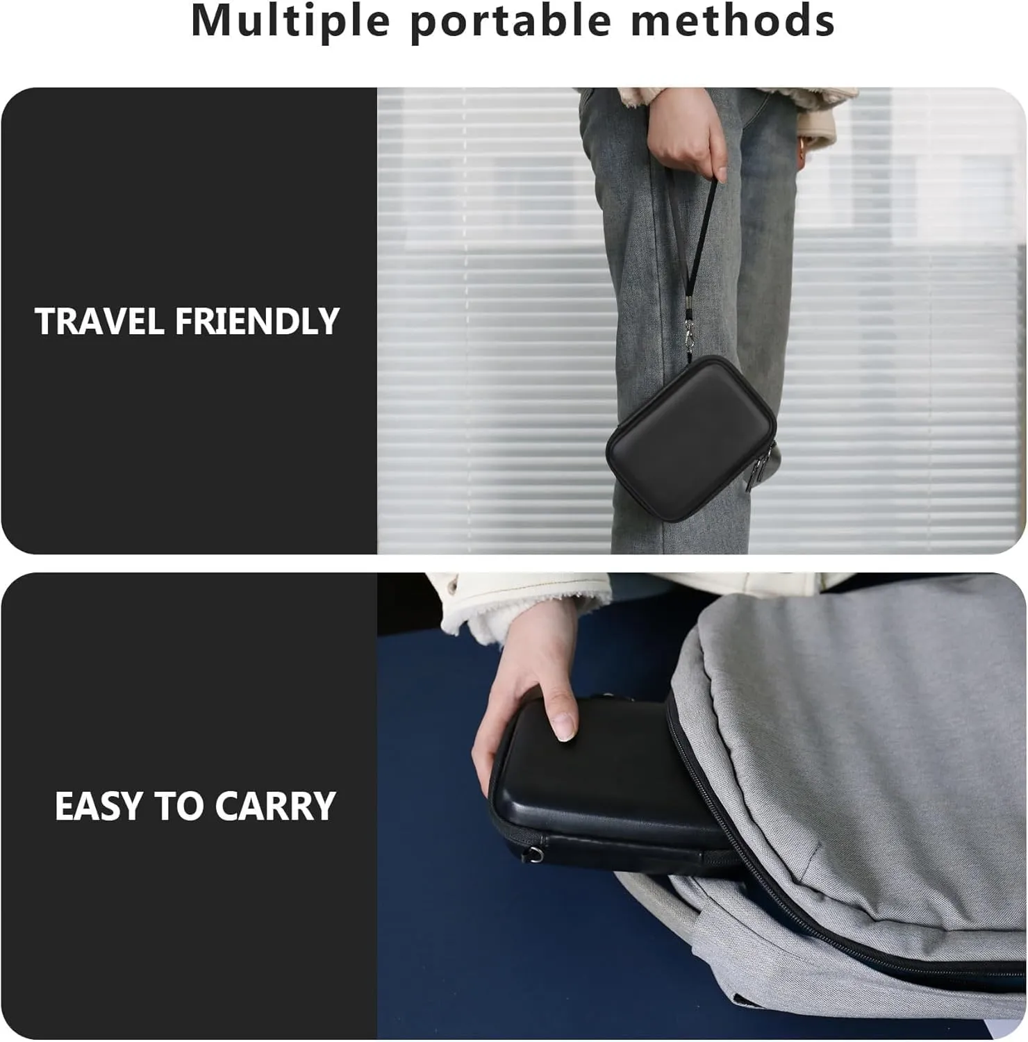 Sticker Printer Case Compatible with Memoking T02/for iDPRT/for Phomemo/for Anycash/for Ponek/for cabaro Mini Sticker Printer, Print Pods Mini Printer Storage Bag for Accessories, Black