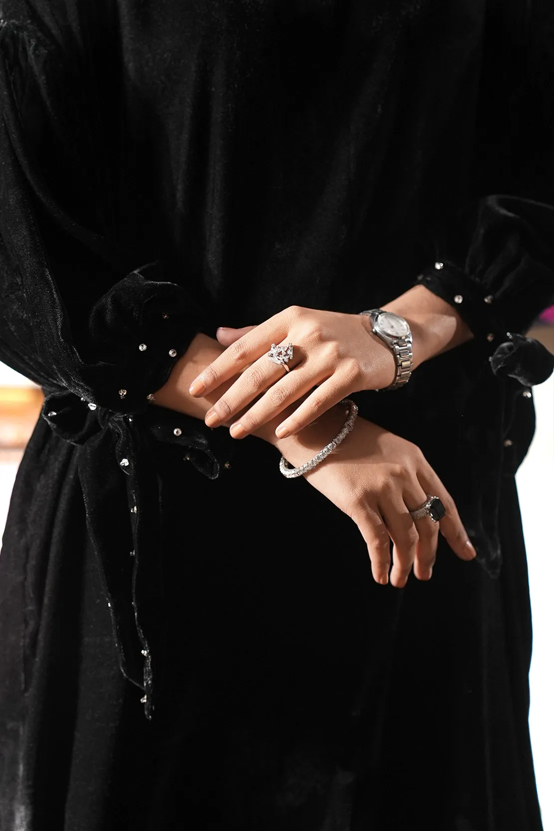 Stitched Velvet Embellished long shirt