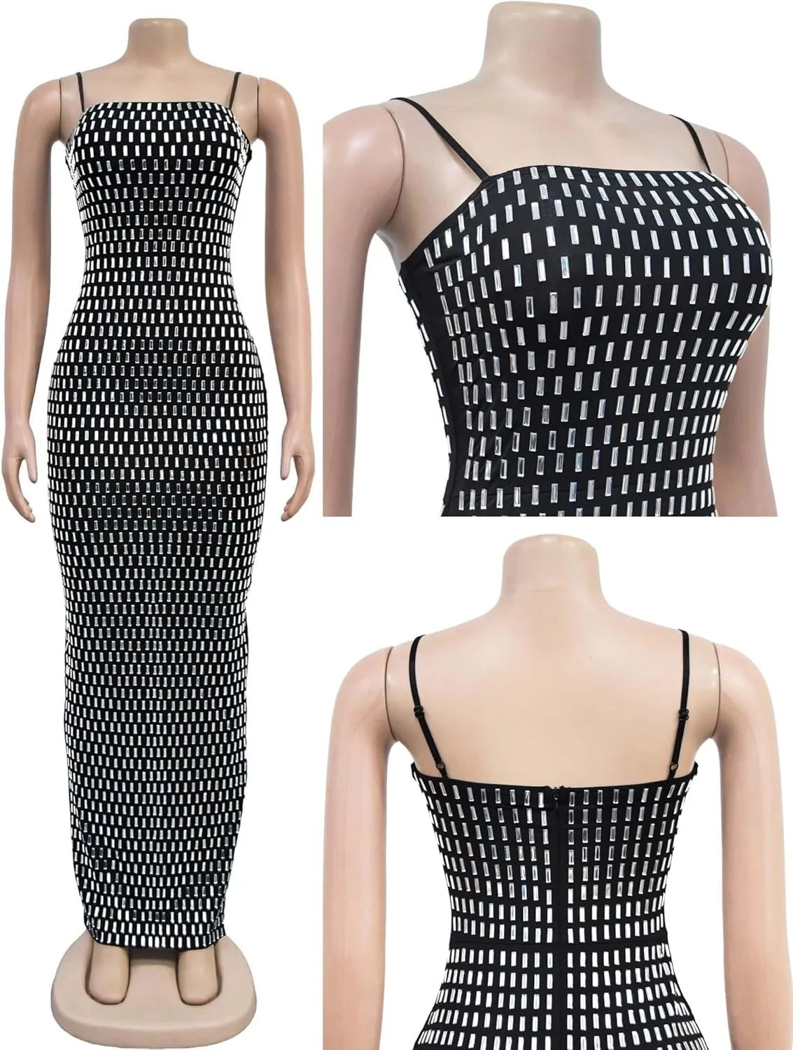 Strapless Rhinestone Maxi Dresses Evening Gowns for Women Formal Sexy