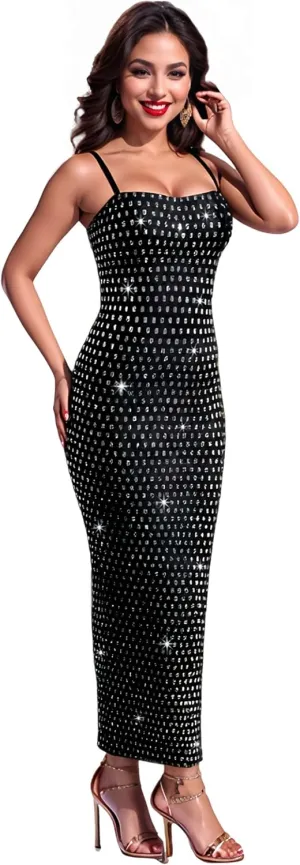 Strapless Rhinestone Maxi Dresses Evening Gowns for Women Formal Sexy