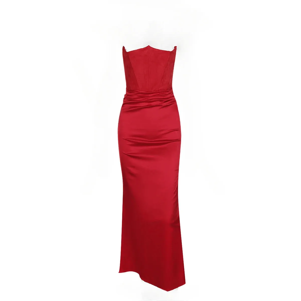 Strapless Velvet Midi Dress
