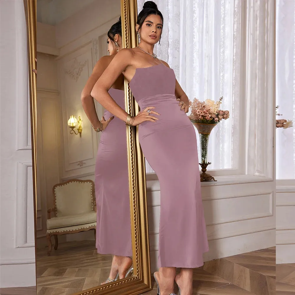 Strapless Velvet Midi Dress