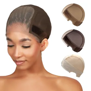 STUDIO LIMITED Non-Slip Wig Cap with Grip Band for Secure Placement, Transparent Lace for Lace Front Wigs, Available in Brown/Dark Brown/Light Beige Tones (Light Beige)